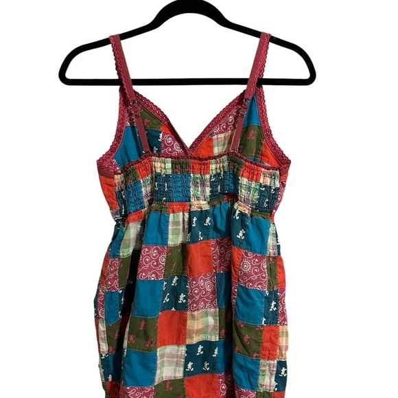 Y2K Disney Parks Patchwork Patch Hippie Style Top Medium M Shirt Blouse Boho - Picture 6 of 10